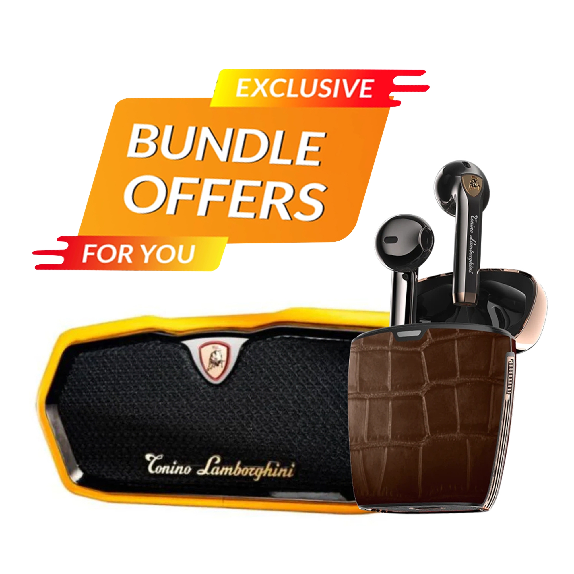 TONINO LAMBORGINI PORTABLE SPEAKER TL89  BLACK AND LAMBORGHINI WIRELESS HEADPHONE TL69