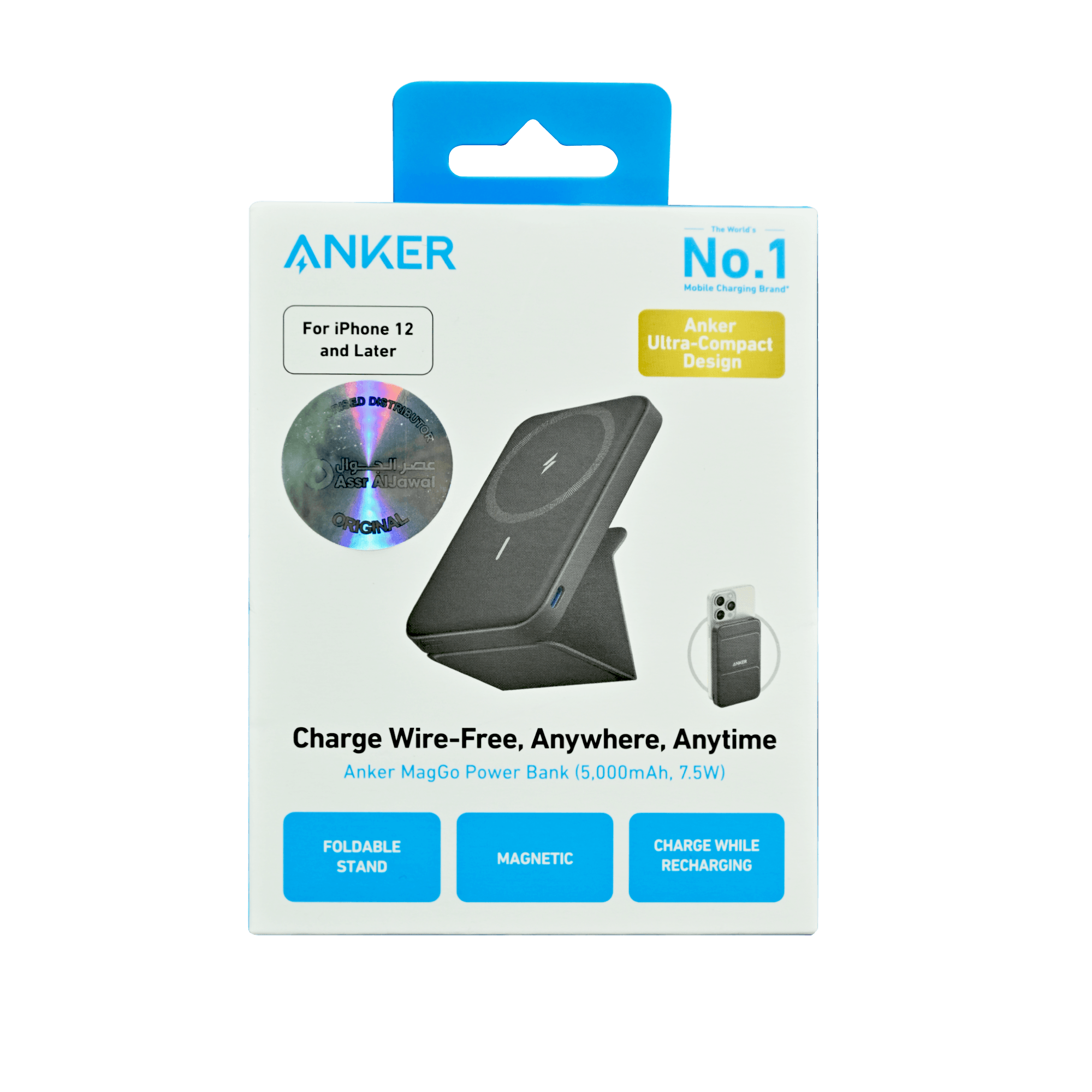 ANKER A1614H13 POWERCORE 622 MAGNETIC 5000mAh WITH FOLDABLE STAND MagGo BATTERY BLACK