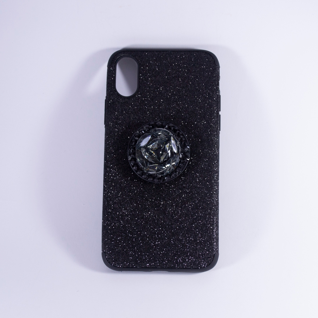 BLING POP SOCKET CASE IPHONE XS BLACK