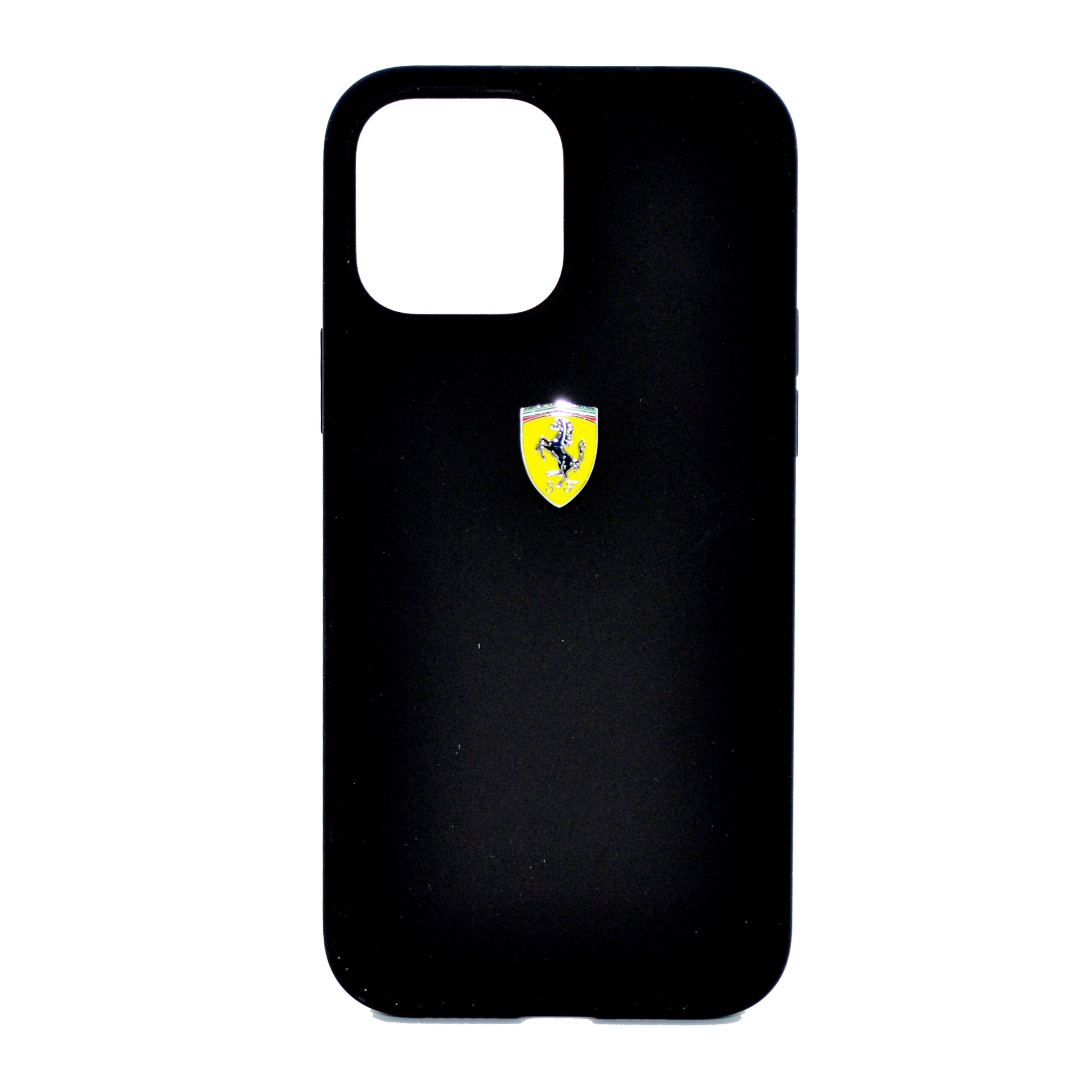 FERRARI LIQUID SILICONE CASE METAL LOGO FOR IPHONE 13 PRO MAX BLACK