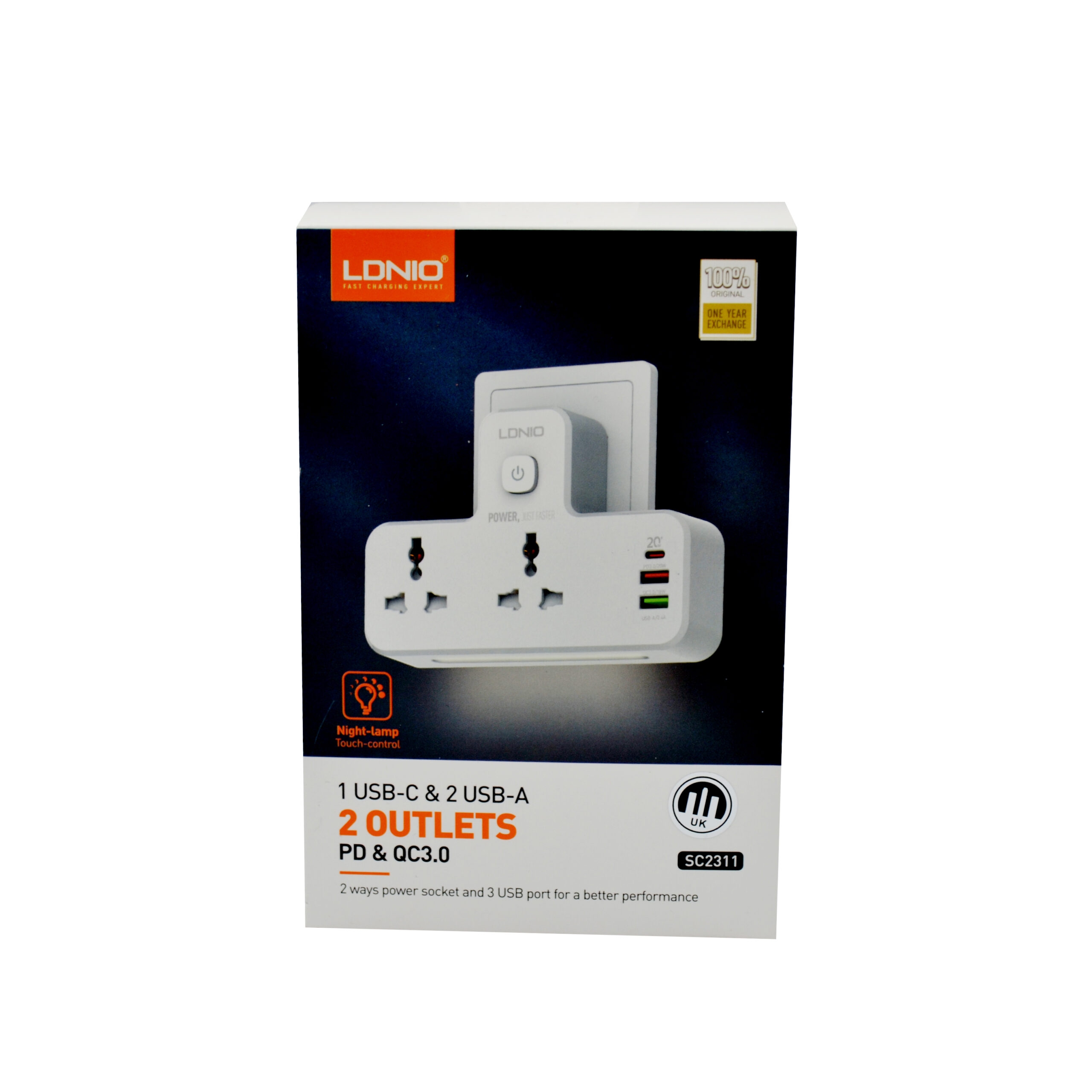 LDNIO SC2311 OUTLET+USB+PD HOME CHARGER WITH UK PLUG