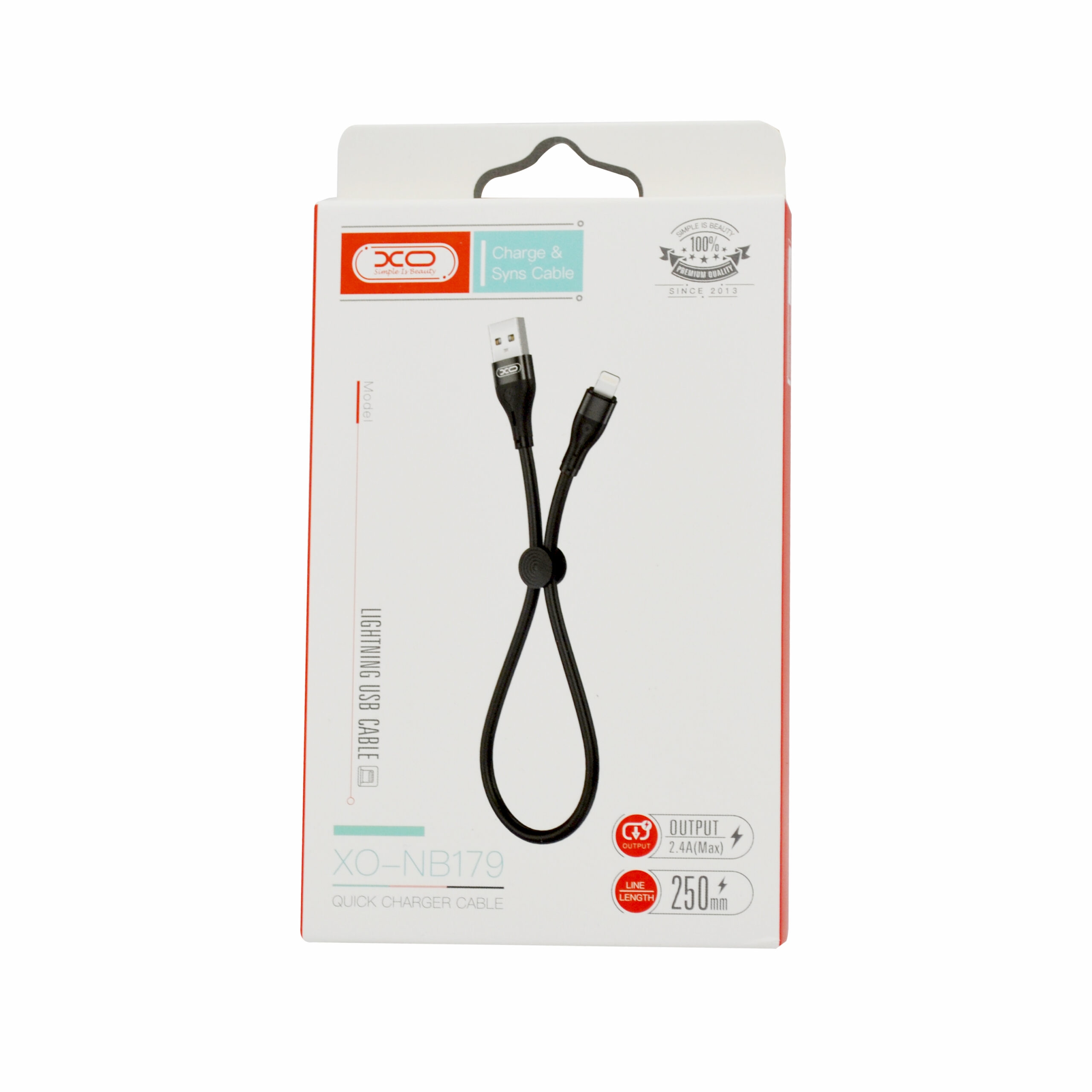 XO SHORT LENGTH LIGHTNING CABLE BLACK NB179