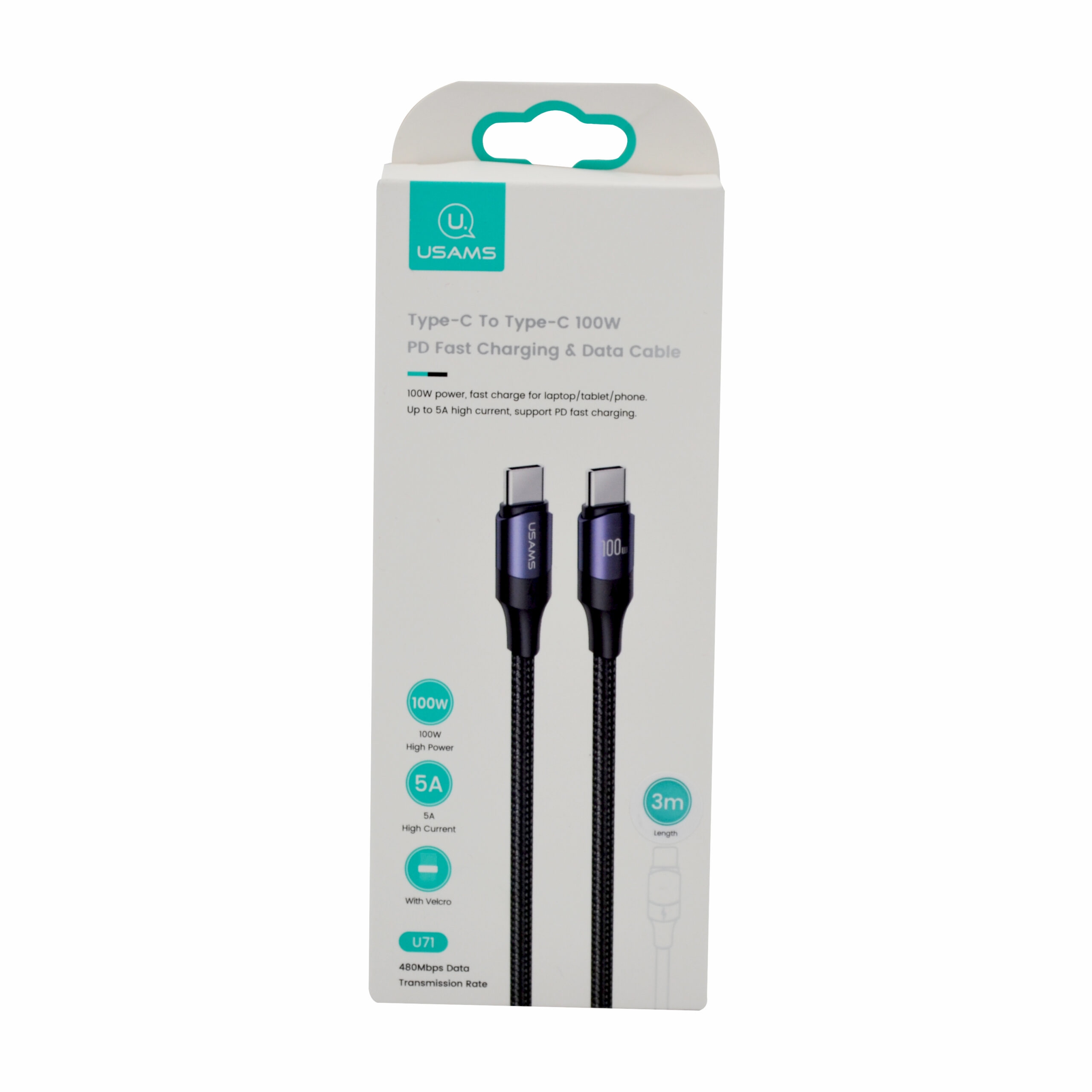 USAMS TYPE-C TO TYPE-C 100W PD FAST CHARGING CABLE 3 METRE