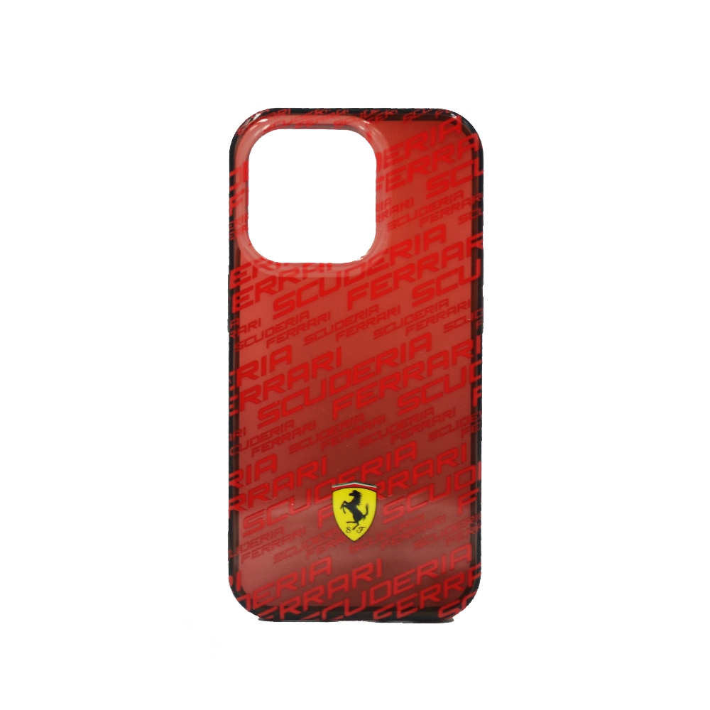 FERRARI GRADIENT PC/TPU CASE WITH ALLOVER SCUDERIA & DYED BUMPER FOR IPHONE 14 PRO RED