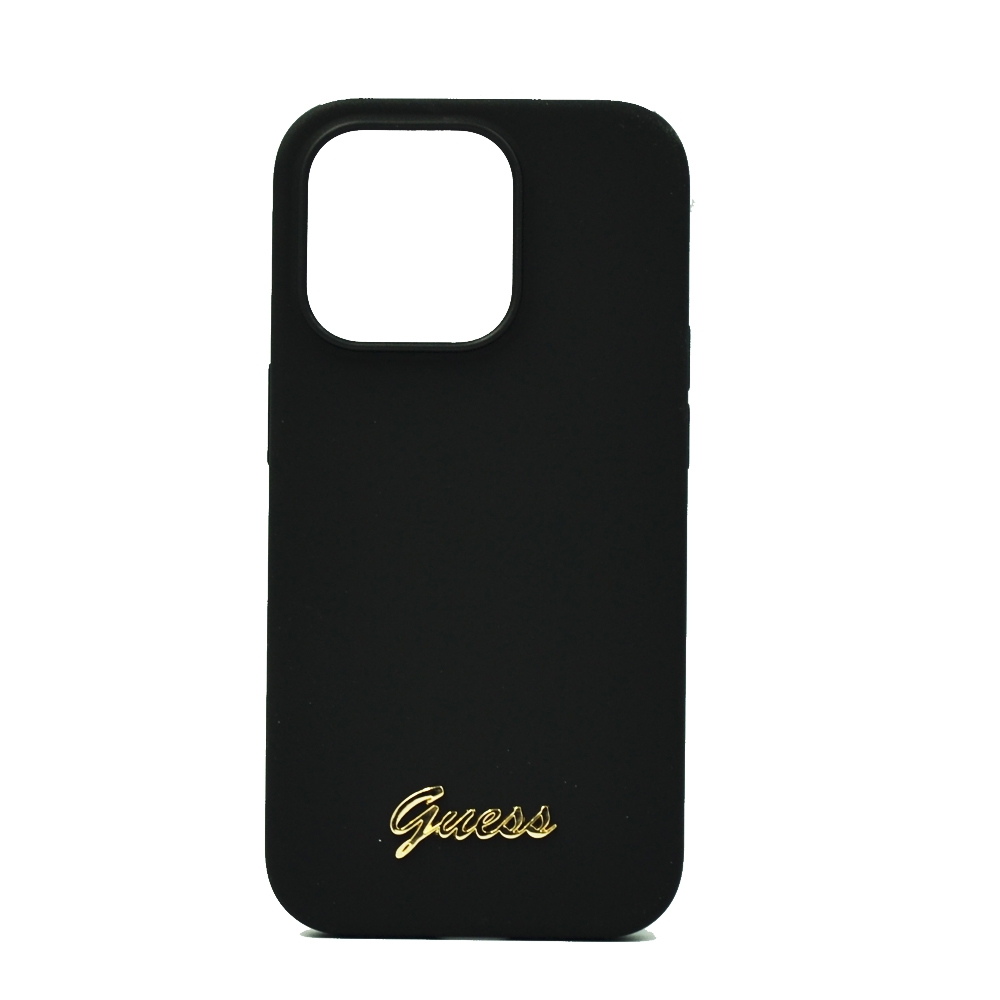 GUESS SILICONE PC CAMERA SCRIPT LOGO HARD CASE FOR IPHONE 14 PRO MAX BLACK