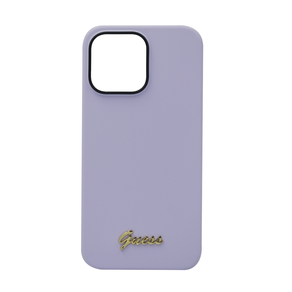 GUESS SILICONE PC CAMERA SCRIPT LOGO HARD CASE FOR IPHONE 14 PRO MAX PURPLE