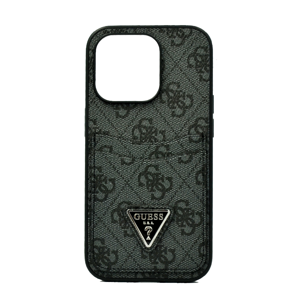 GUESS 4G DOUBLE CARD TRIANGLE HARD CASE FOR IPHONE 14 PRO BLACK