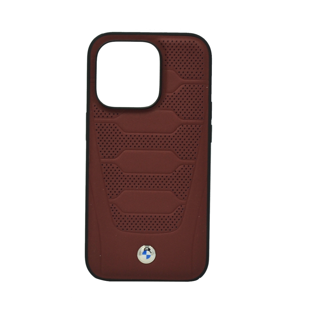 BMW SIGNATURE COLLECTION GENUINE LEATHER CASE WITH PERFORATED SEATS DESIGN FOR IPHONE 14 PRO BURGUNDY