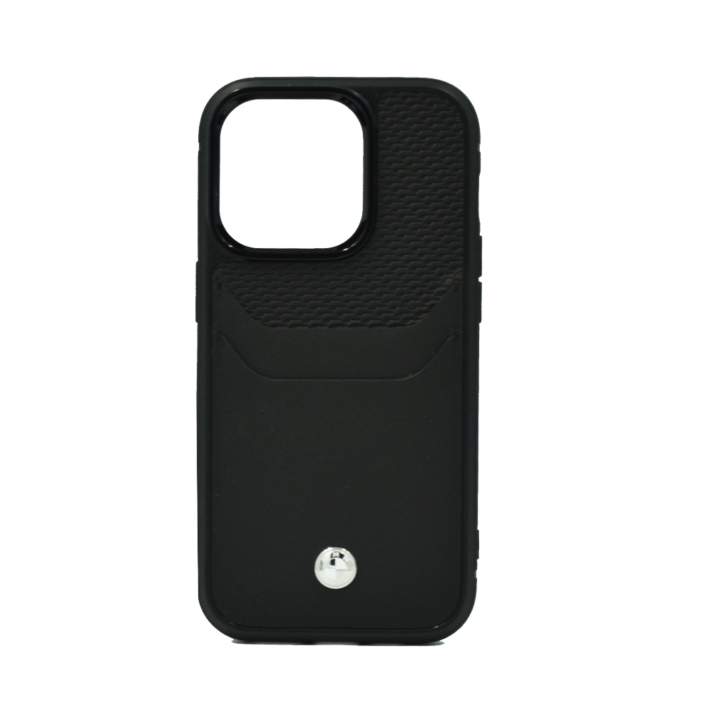 BMW SIGNATURE COLLECTION GENUINE LEATHER CASES WITH CARDSLOT EMBOSSED PATTERN FOR IPHONE 14 PRO BLACK