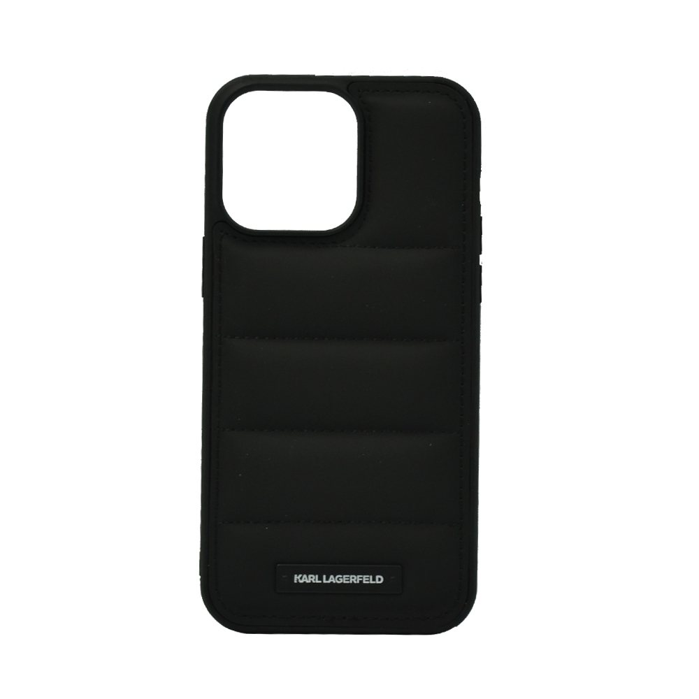 KARL LAGERFELD NYLON PUFFY ELONGATED LOGO HARD CASE FOR IPHONE 14 PRO MAX BLACK