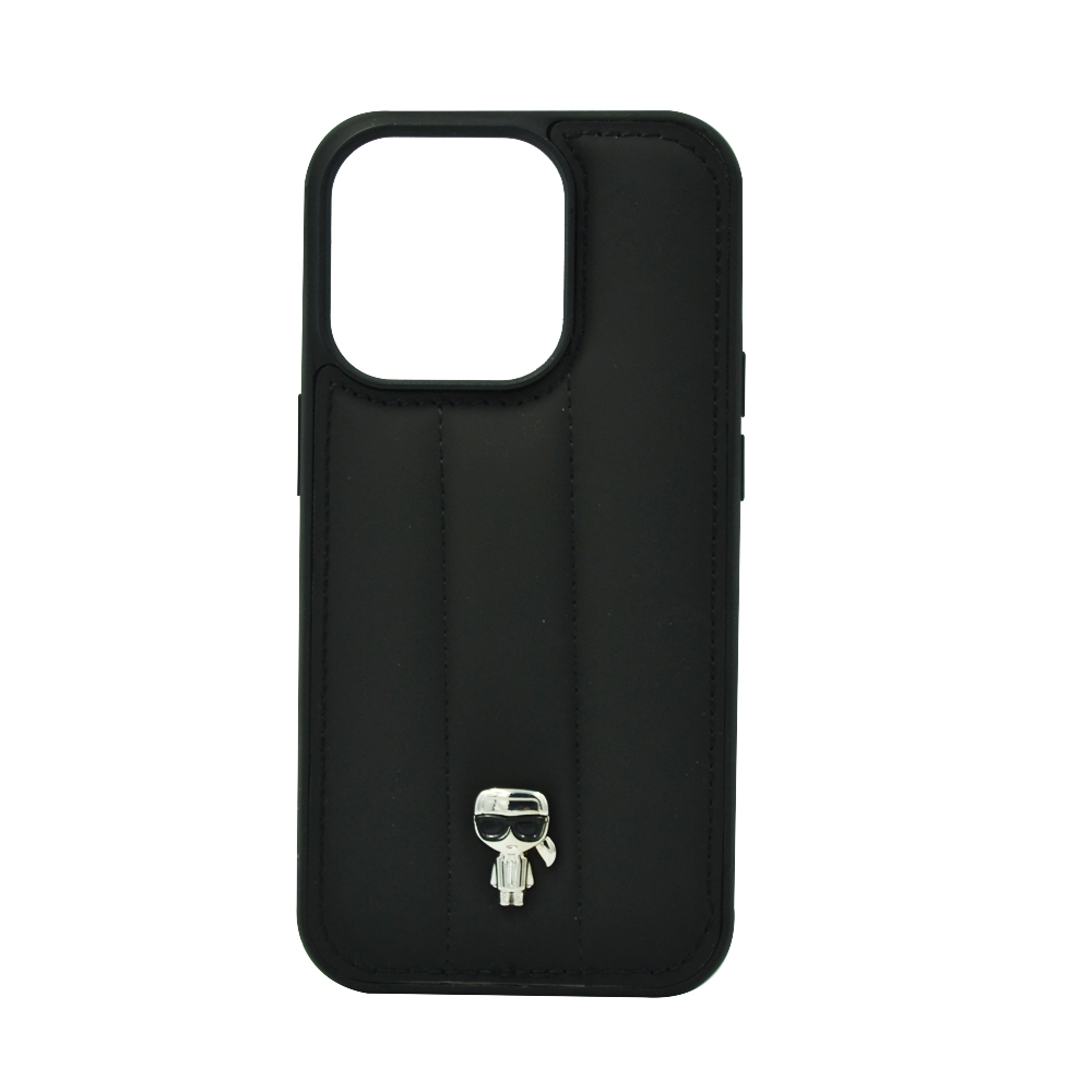 KARL LAGERFELD NYLON PUFFY IKONIK PIN HARD CASE FOR IPHONE 14 PRO BLACK
