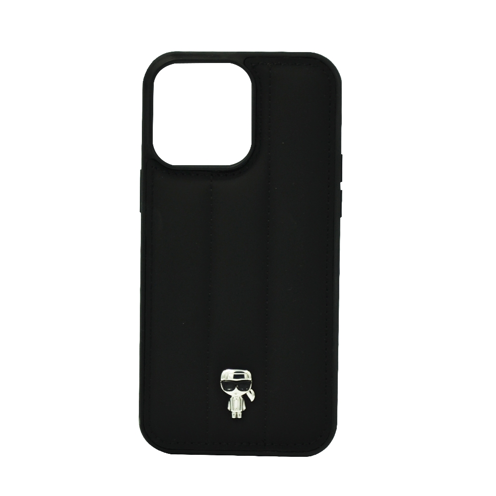 KARL LAGERFELD NYLON PUFFY IKONIK PIN HARD CASE FOR IPHONE 14 PRO MAX BLACK