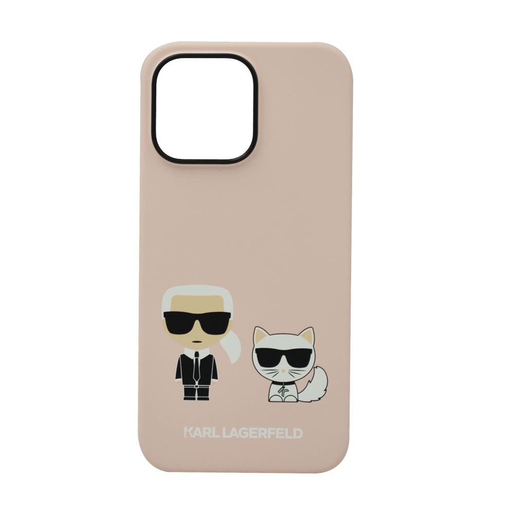 KARL LAGERFELD LIQUID SILICONE KARL & CHOUPETTE CASE FOR IPHONE 14 PRO MAX LIGHT PINK