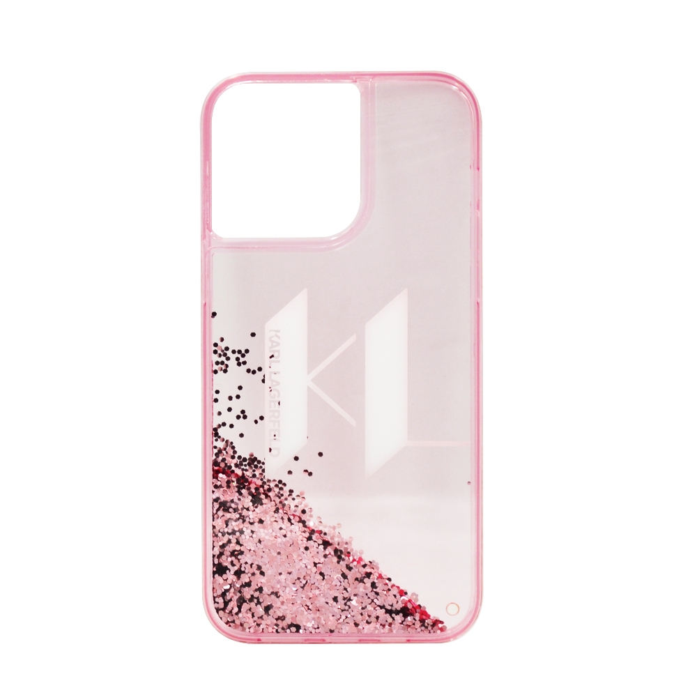 KARL LAGERFELD LIQUID GLITTER BIG KL HARD CASE FOR IPHONE 14 PRO MAX PINK