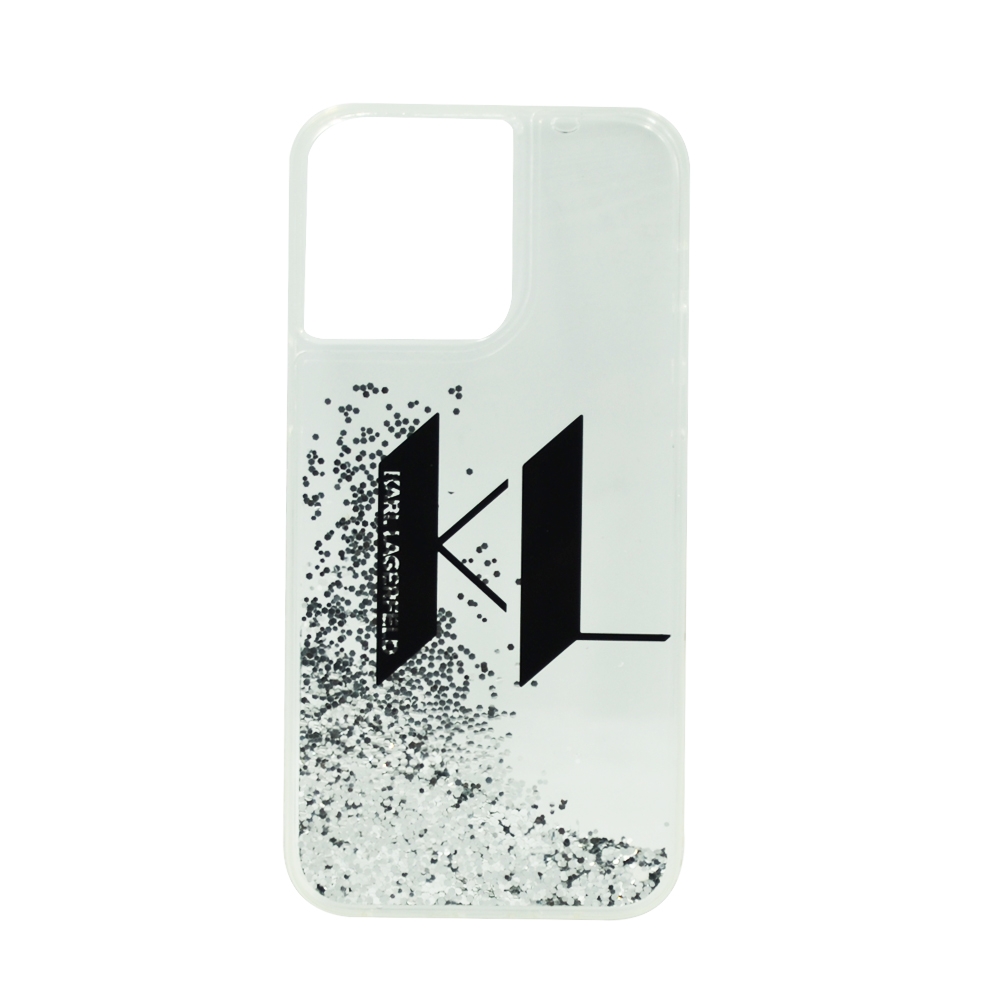 KARL LAGERFELD LIQUID GLITTER BIG KL HARD CASE FOR IPHONE 14 PRO MAX SILVER