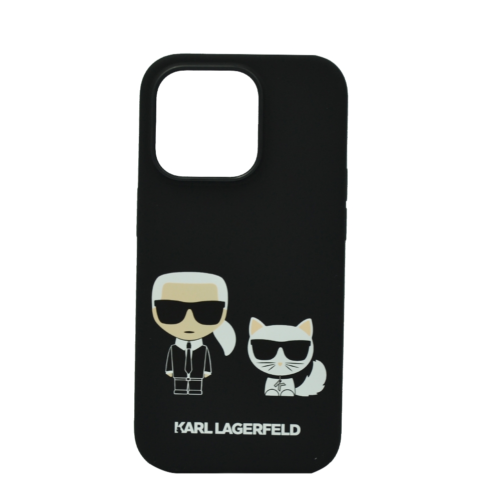 KARL LAGERFELD LIQUID SILICONE KARL & CHOUPETTE CASE FOR IPHONE 14 PRO BLACK