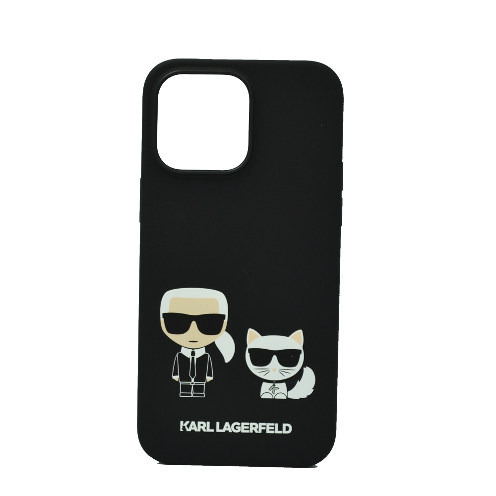 KARL LAGERFELD LIQUID SILICONE KARL & CHOUPETTE CASE FOR IPHONE 14 PRO MAX BLACK