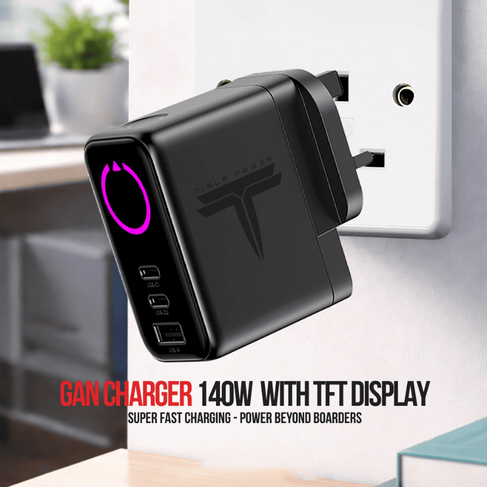 TISLA POWER GAN CHARGER 140W WITH TFT DISPLAY