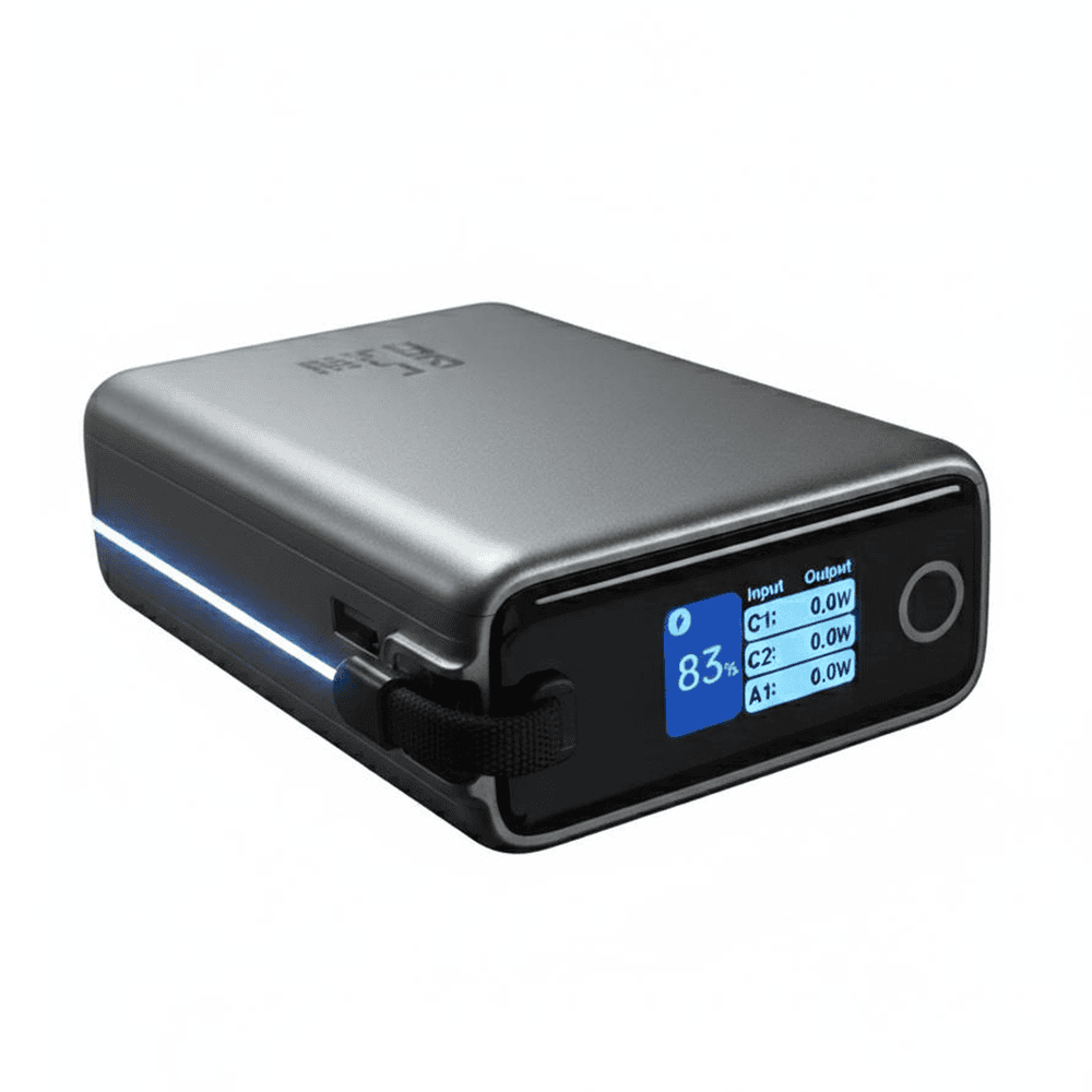 TISLA POWER 20000 MAH POWER BANK 65W WITH DISPLAY DARK GREY