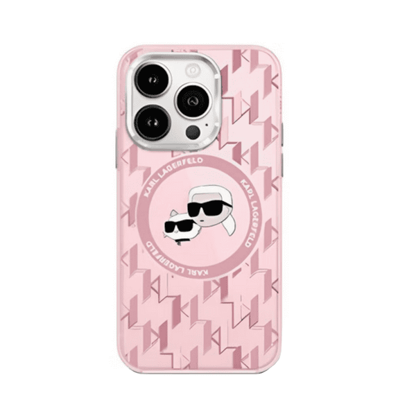  Karl Lagerfeld Magsafe IML Transparent Hard Case with Karl & Choupette Heads For  iPhone 16 Pro - Pink