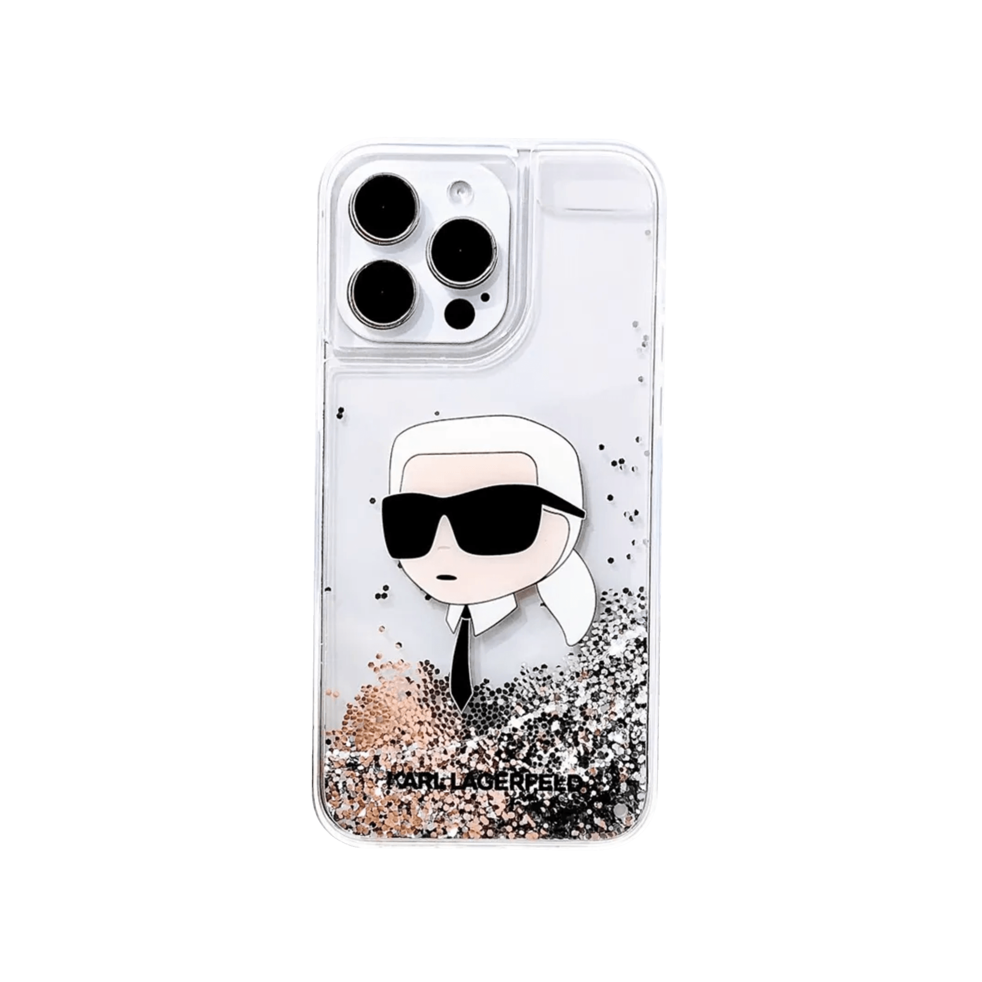 Karl Lagerfeld Liquid Glitter Hard Case With NFT Karl Head For iPhone 16 Pro Max - Clear