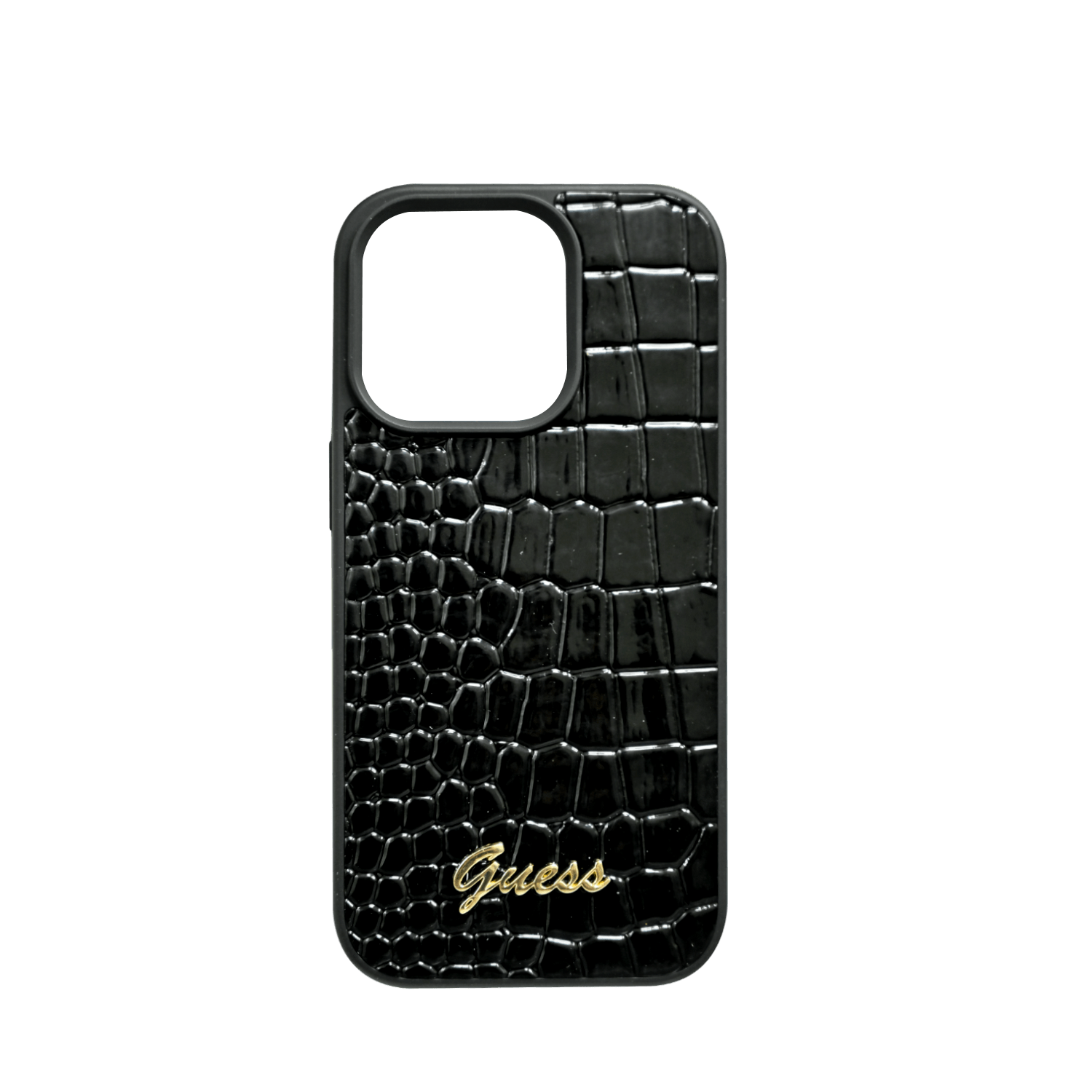 Guess PU Croco Hard Case With Script Logo For iPhone 16 Pro - Black