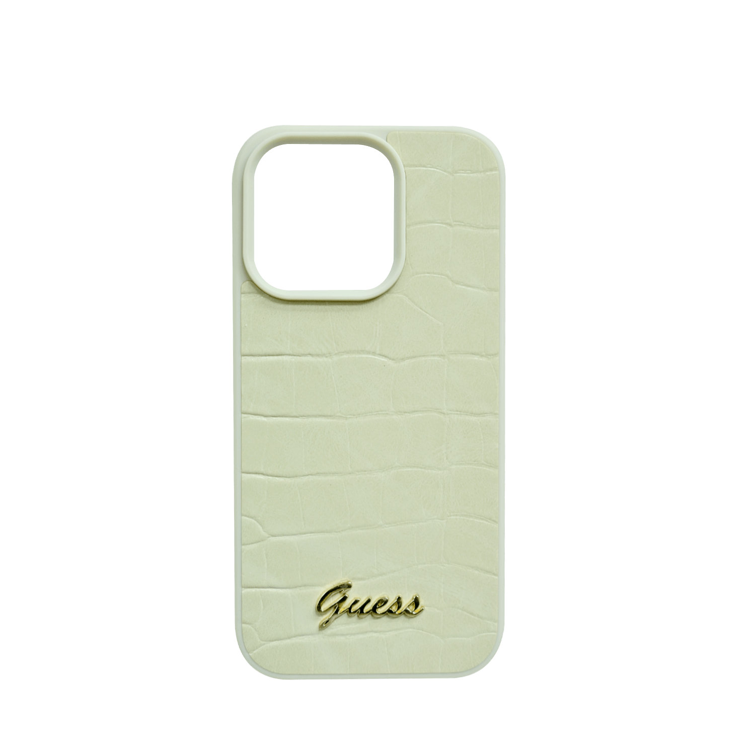 Guess PU Croco Hard Case With Script Logo For iPhone 16 Pro - Gold