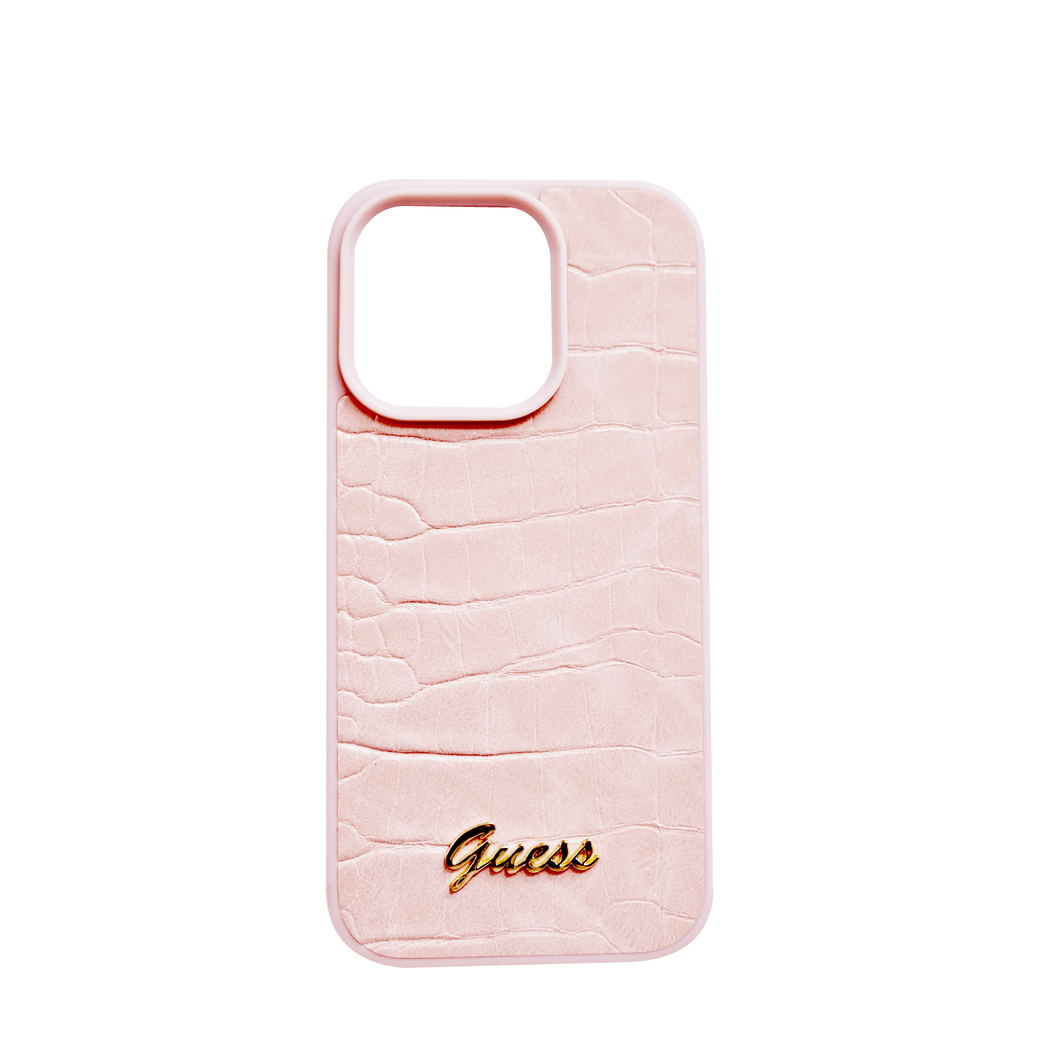 Guess PU Croco Hard Case With Script Logo For iPhone 16 Pro - Pink