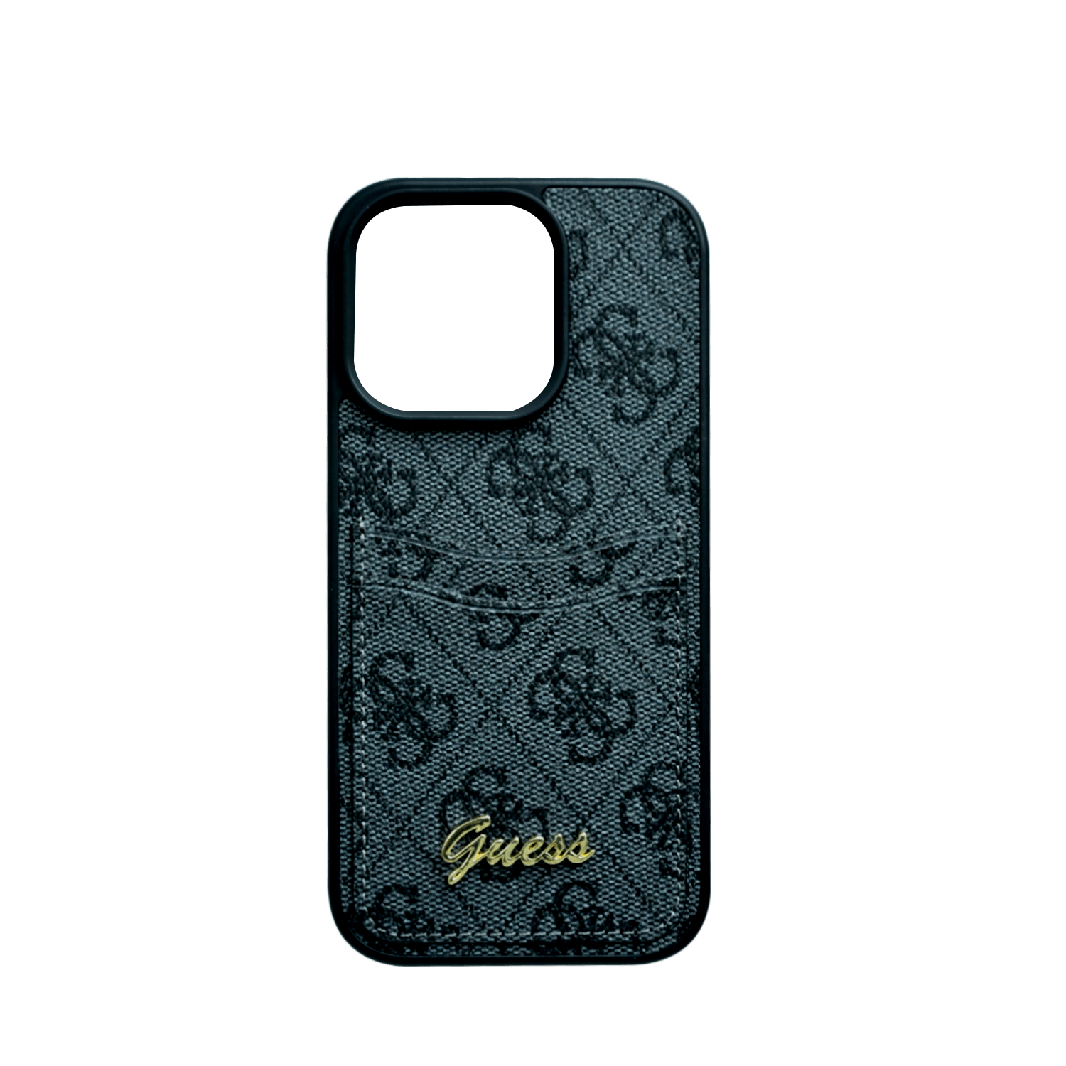 Guess PU 4G Hard Case With Card Slot & Script Logo For iPhone 16 Pro - Black