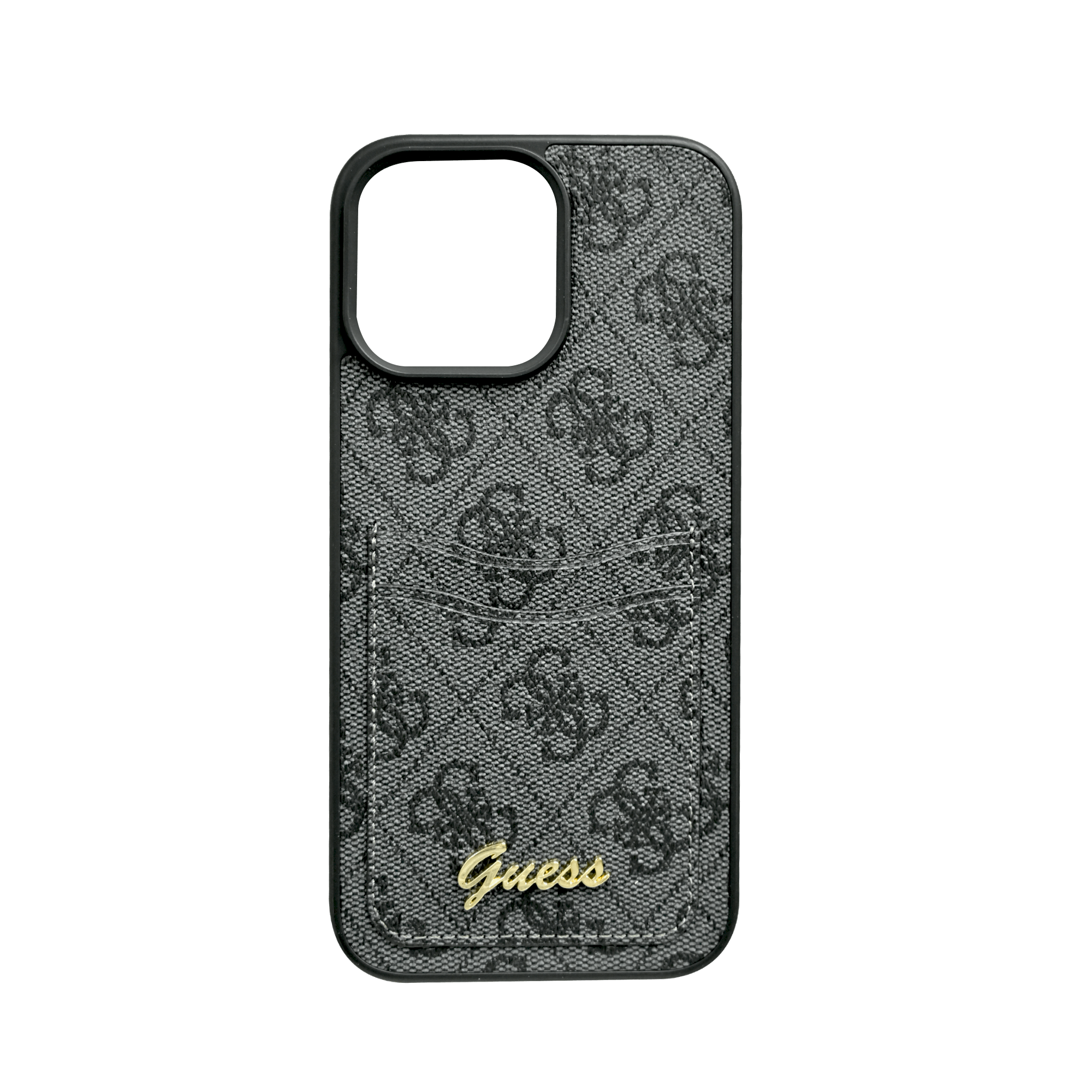 Guess PU 4G Hard Case With Card Slot & Script Logo For iPhone 16 Pro Max - Black