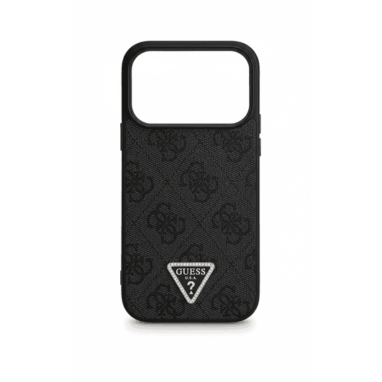 GUESS MAGSAFE 4G PU LEATHER CASE WITH TRIANGLE LOGO FOR IPHONE 17 PRO - BLACK