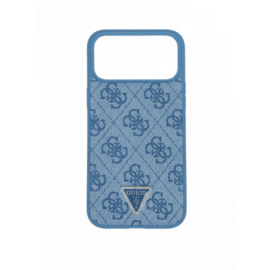 GUESS MAGSAFE 4G PU LEATHER CASE WITH TRIANGLE LOGO FOR IPHONE 17 PRO - BLUE