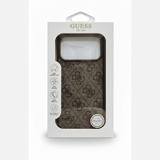 GUESS MAGSAFE 4G PU LEATHER CASE WITH CLASSIC LOGO FOR IPHONE 17 PRO - BROWN