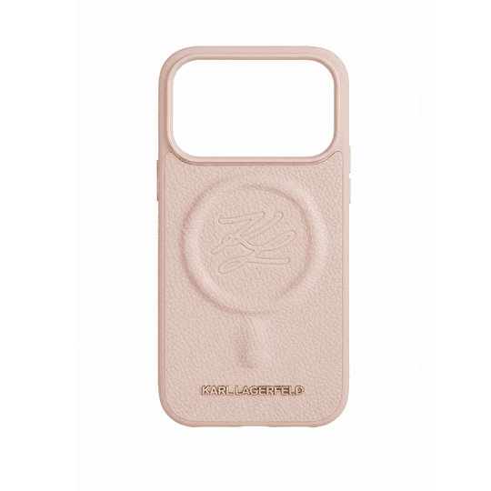 KARL LAGERFELD MAGSAFE PU LEATHER CASE WITH INITIAL DEBOOSED LOGO FOR IPHONE 17 PRO MAX - PINK