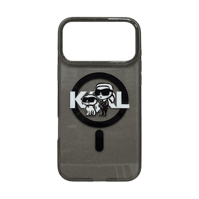 KARL LAGERFELD MAGSAFE IML GLITTER CASE WITH KARL & CHOUPETTE HEADS FOR IPHONE 1 7 PRO MAX - BLACK