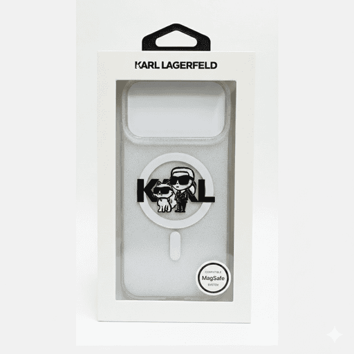 KARL LAGERFELD MAGSAFE IML GLITTER CASE WITH KARL & CHOUPETTE HEADS FOR IPHONE 1 7 PRO MAX - TRANSPARENT