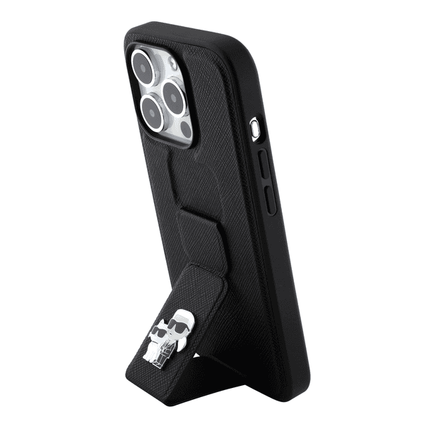 KARL LAGERFELD GRIP STAND HOLDER CASE IPHONE 15 PRO MAX BLACK