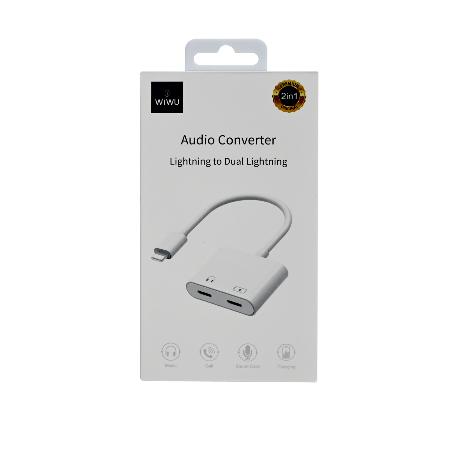 WIWU LT01PLUS LIGHTNING TO DUAL LIGHTNING AUDIO ADAPTER WHITE