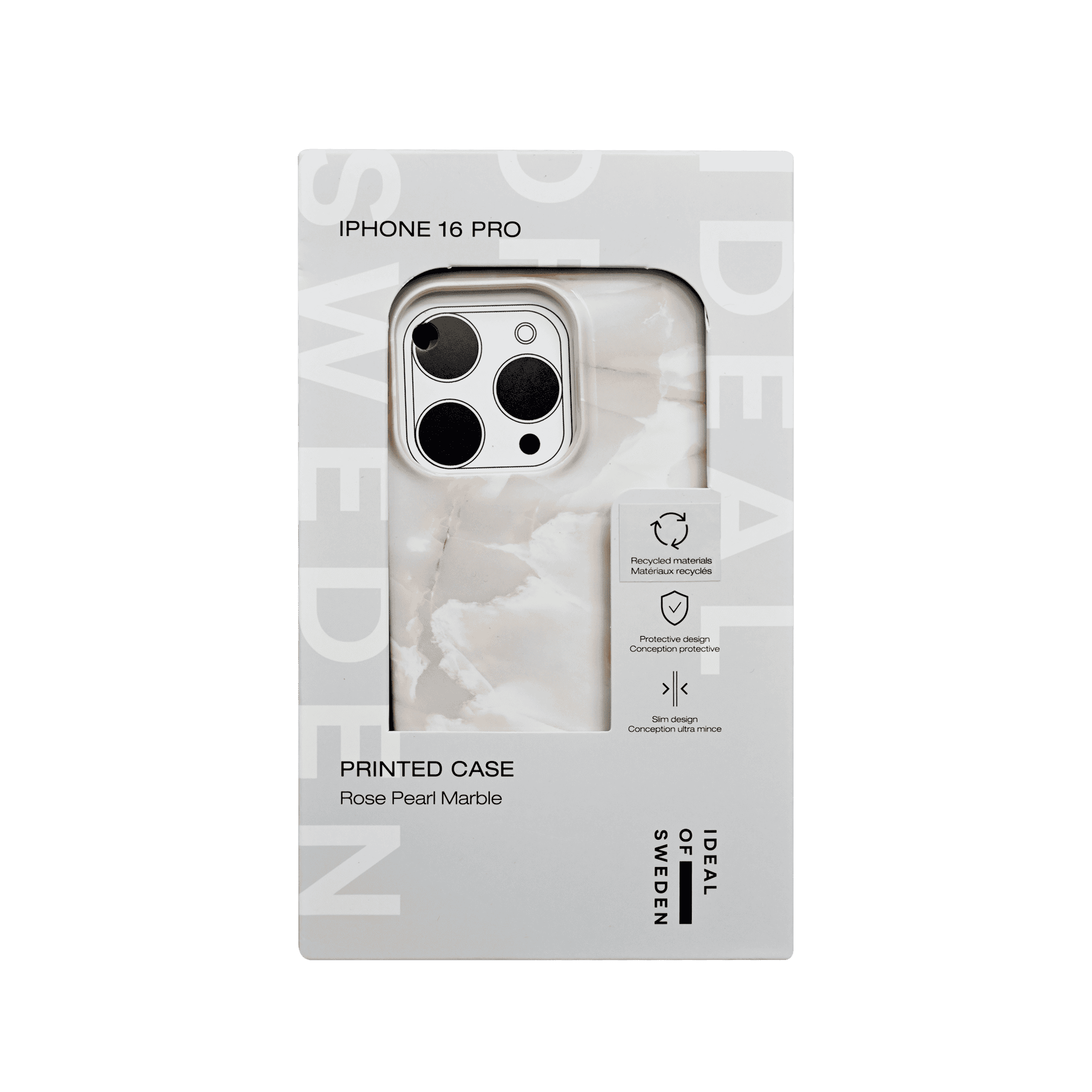 IDEAL OF SWEDEN PRINTED CASE IPHONE 16 PRO ROSE PEARL MARBLE