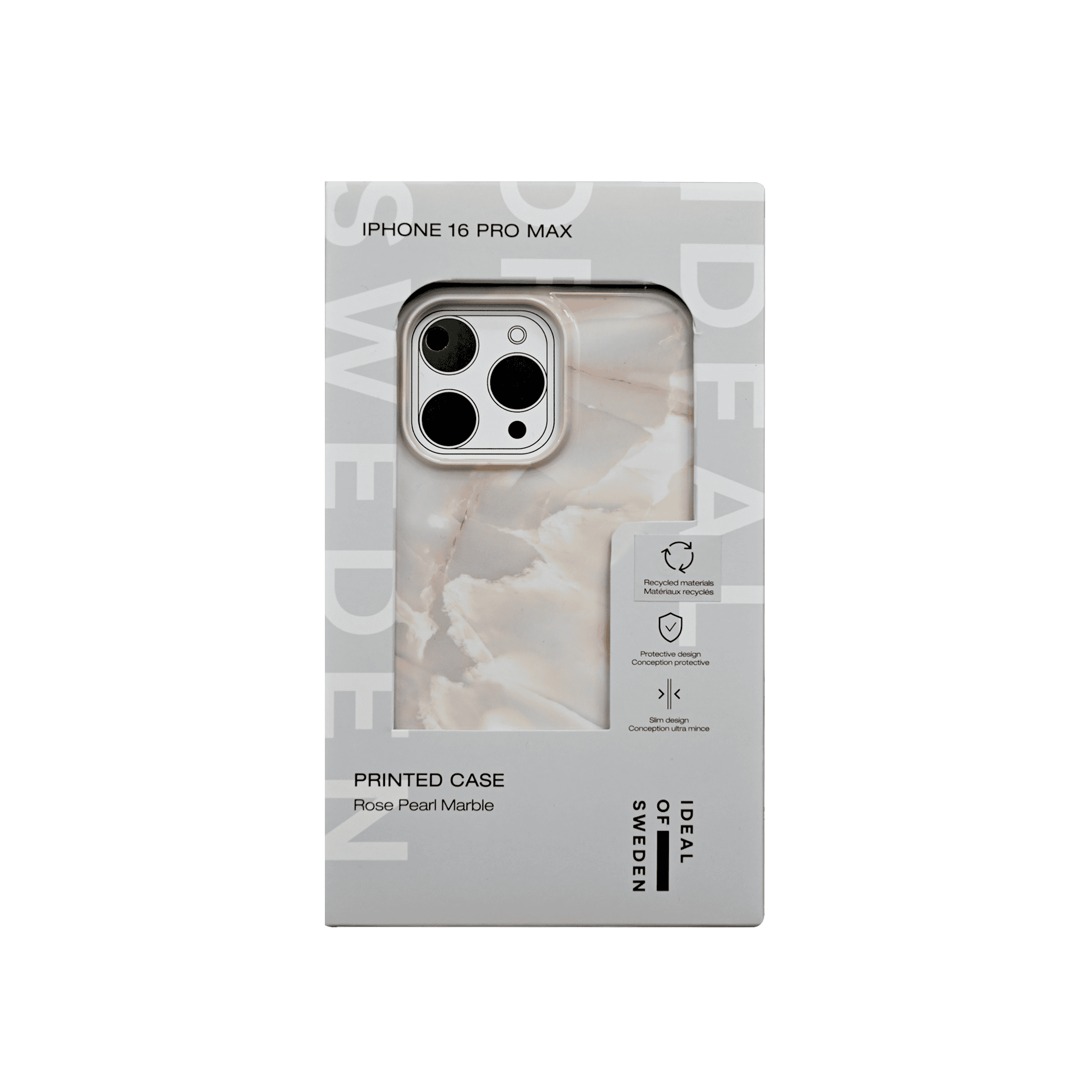 IDEAL OF SWEDEN PRINTED CASE IPHONE 16 PRO MAX ROSE PEARL MARBLE