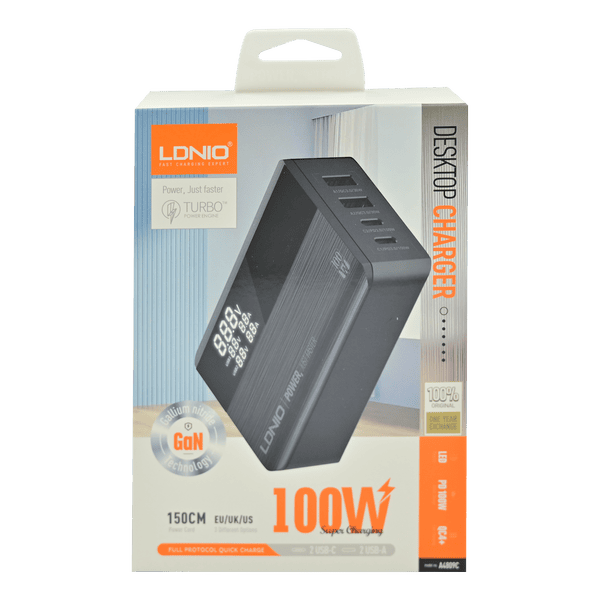 LDNIO 100W GAN PD CHARGER UK PLUG BLACK