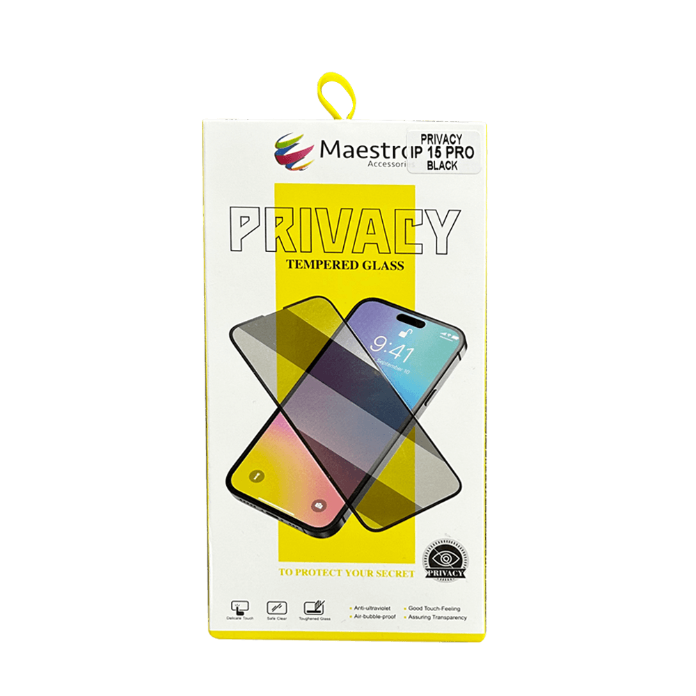 MAESTRO TEMPERED GLASS PROTECTER IPHONE 15 PRO PRIVACY