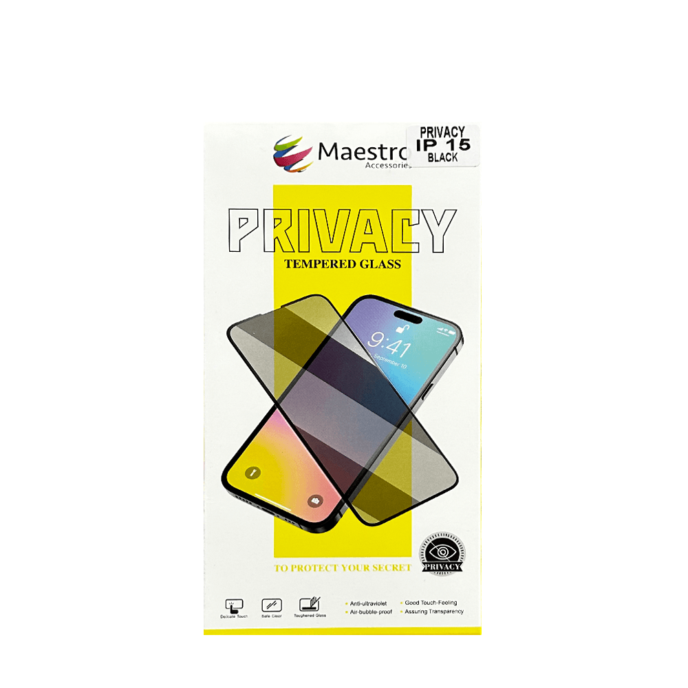 MAESTRO TEMPERED GLASS PROTECTER IPHONE 15 PRIVACY