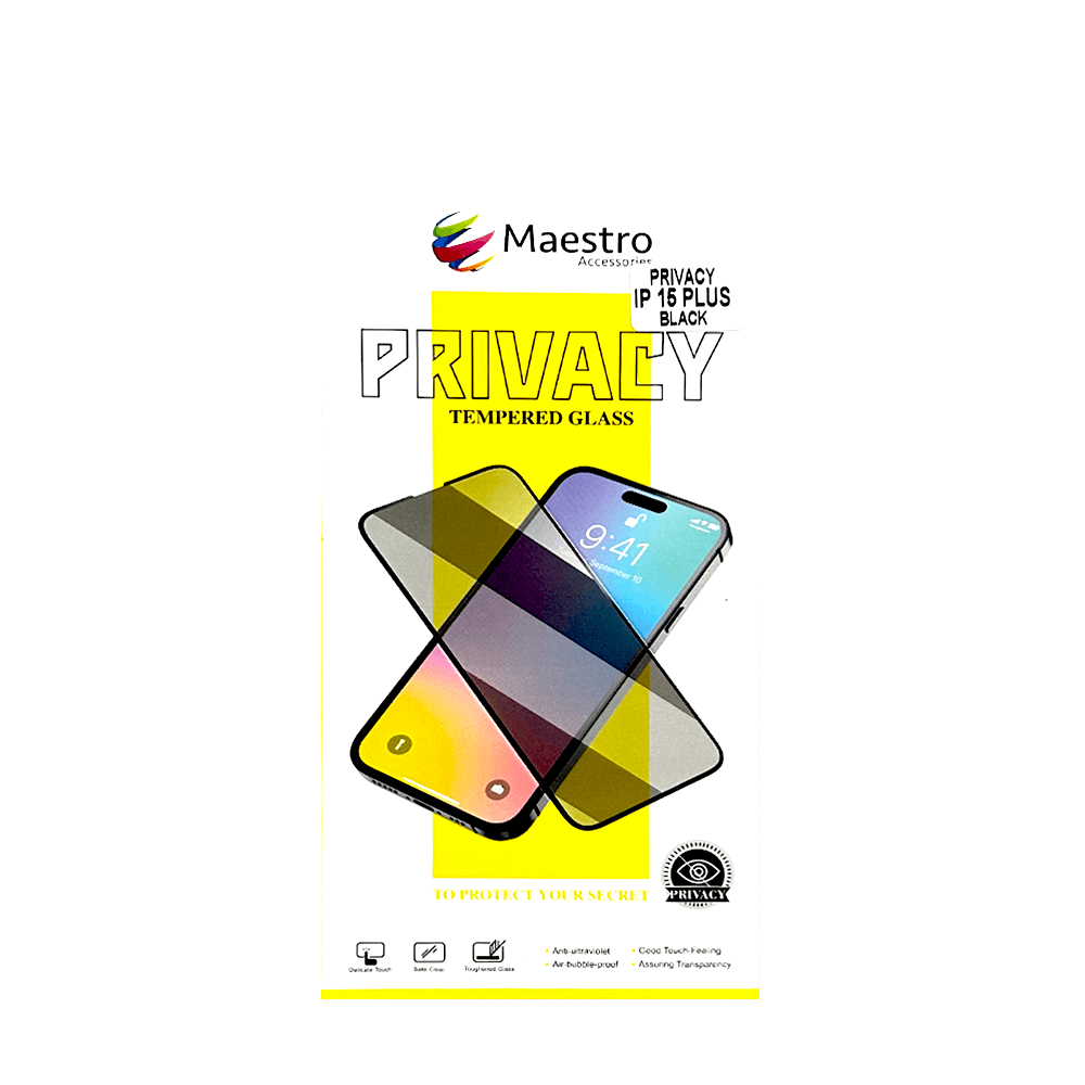 MAESTRO TEMPERED GLASS PROTECTER IPHONE 15 PLUS PRIVACY