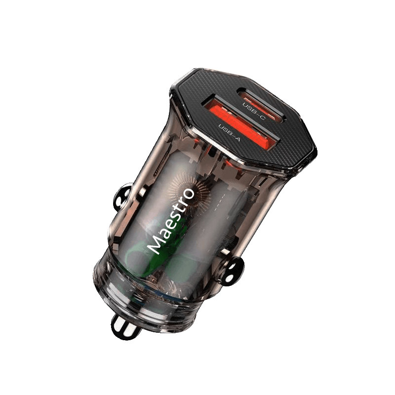 MAESTRO TRANSPARENT PD30W +QC3.0 24W FAST CAR ADAPTER