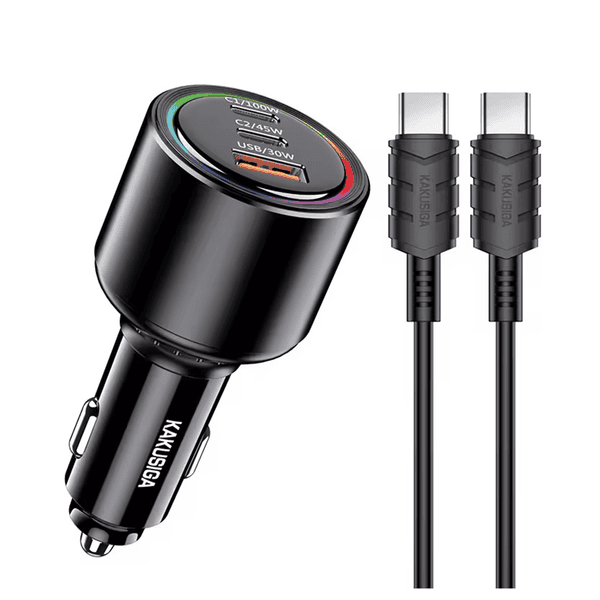 KAKUSIGA KSC-1172 THREE PORT 175W CAR CHARGER WITH TYPE-C TO TYPE-C CABLE