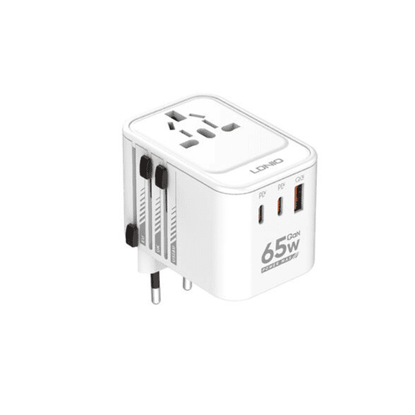 LDNIO 65W GAN Z6 WORLD TRAVEL ADAPTER WHITE