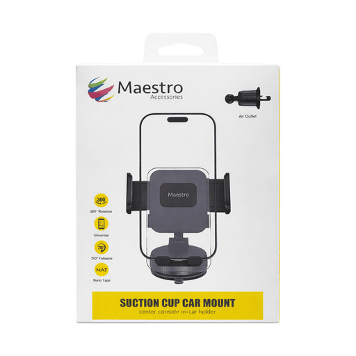 MAESTRO MS-2IN1-SUHLD-BLK 360 ROTATE SUCTION CUP CAR MOUNT