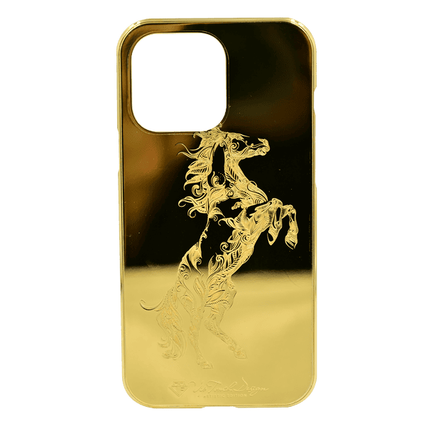 VIP TOUCH IPHONE 14 PRO MAX 24KT GOLD MAGNETIC CASE HORSE STAND ARTISTIC EDITION
