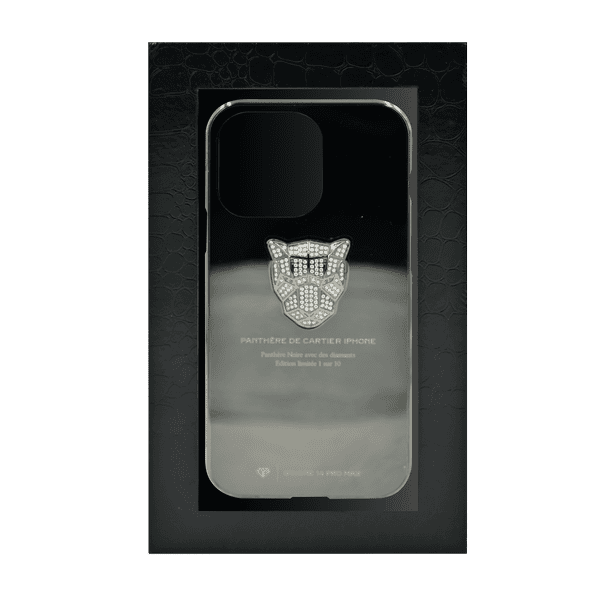 VIP TOUCH IPHONE 14 PRO MAX BLACK RHODIUM 3D PANTHER HEAD EDITION